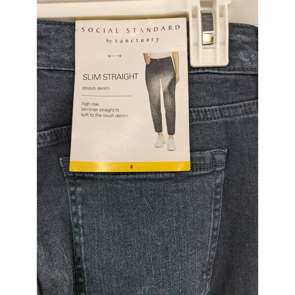 Social Standard by Sanctuary Jeans 8 Nighthawk Black Slim Straight HighRise Crop - Picture 3 of 13